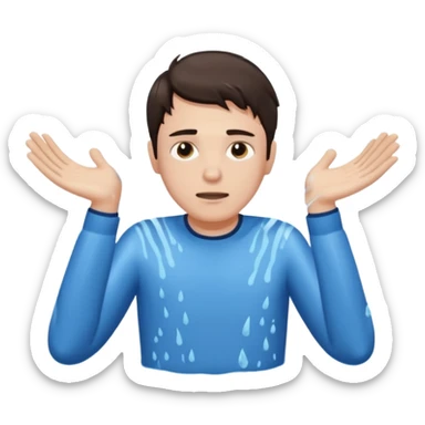 clothed brunette Man drowning with more water and splashes  sticker