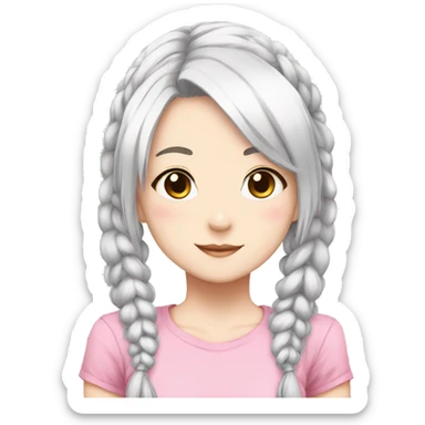 white hair girl pink strands pigtails anime sticker