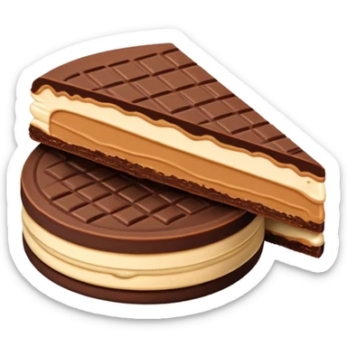 round chocolate wafer covered in chocolate with peanut butter cream filling sticker