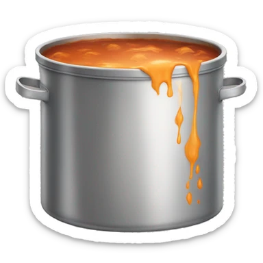 a pot containing boiling hot brown goo sticker