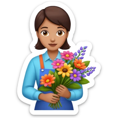 a beautiful bouquet of flowers in the hands of a florist sticker