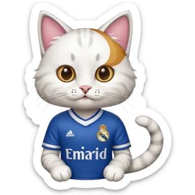 Cat with a Real Madrid jersey sticker