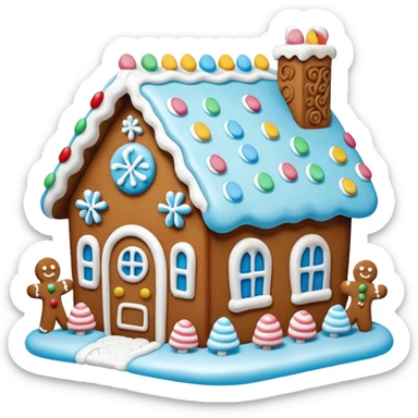 Light blue gingerbread house sticker