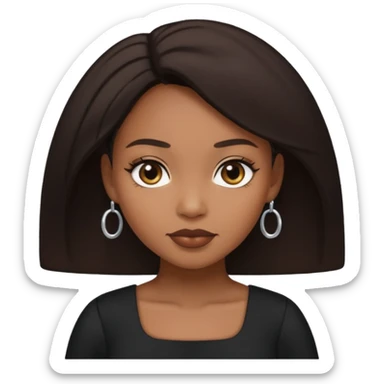 Light skinned black woman with bbl and dark brow hair sticker