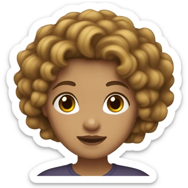 Southeast Asian female with black, wavy curly hair, light brown skin, and overweight. sticker