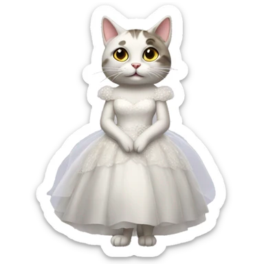 cat standing on two legs in bridal dress with love in eyes sticker