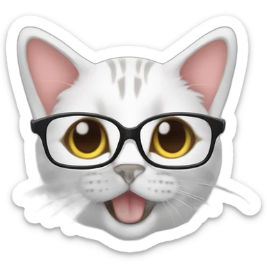 Taby cat with glasses sticker