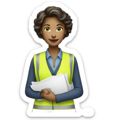 woman profession architect holding blueprints sticker
