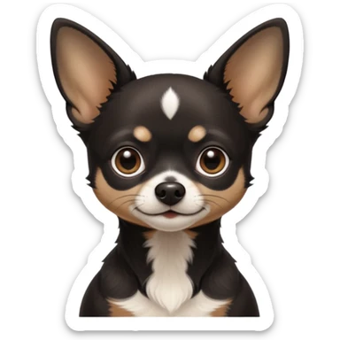 Very Dark black Chihuahua with white markings On the neck In Telegram style sticker