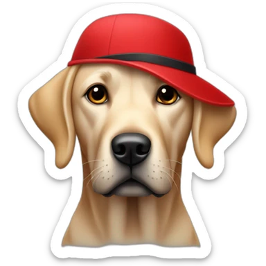 Labrador couleur noir avec un bandeau et un bonnet rouge sticker