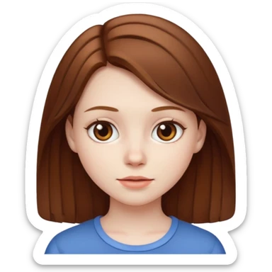 Girl with brown medium hair ,pale skin  sticker