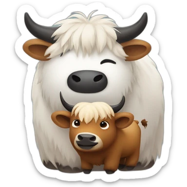 Cute panda and highland cattle cuddling sticker