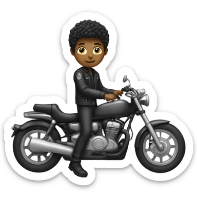 monochrome boy with motorcycle sticker