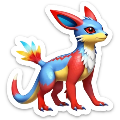  Cute Shiny Exotic Colorful Guilmon-Latias-Koraidon-Umbreon-Fakémon-hybrid-creature (full body)  sticker