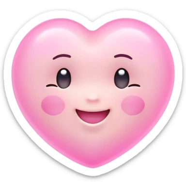 Cinematic floating soft heart, chubby round edges, pastel pink glow, tiny smiling face, surrounded by dreamy sparkles, gentle and loving. sticker
