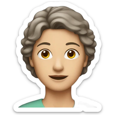 woman in her sixties with brown hair reaching to the shoulder sticker