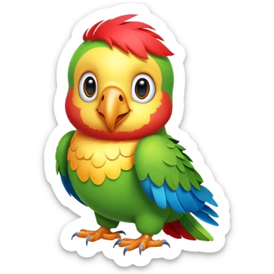 exotic parrot character, colorful feathers, cute face, 3D cartoon, mobile game icon style, clean background, no text, no watermark
 sticker