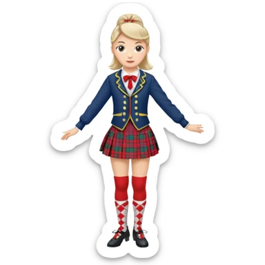 Highland dancing argyle just over the knee socks, blouse, highland dancing jacket, tartan miniskirt and highland dancing shoes sticker