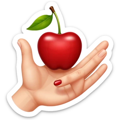 a cherry pinched between two fingers sticker