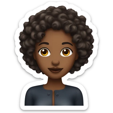 Black woman with short curly hair, dimples, holding lip gloss, sticker