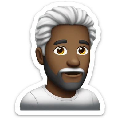 Homem negro, barba branca, cabelo branco, careca, magro sticker