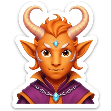 wizard thiefling with orange skin sticker
