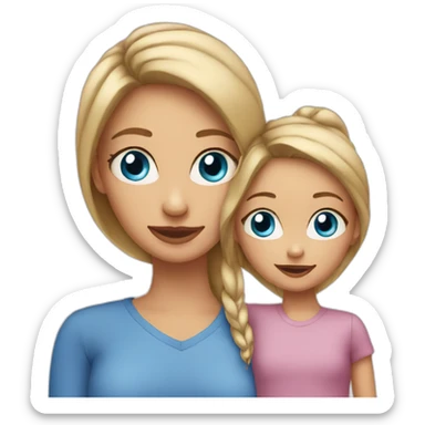 mom and daughter blue eyes  sticker