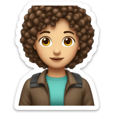 une meuf brune avec les cheveux bouclé sticker
