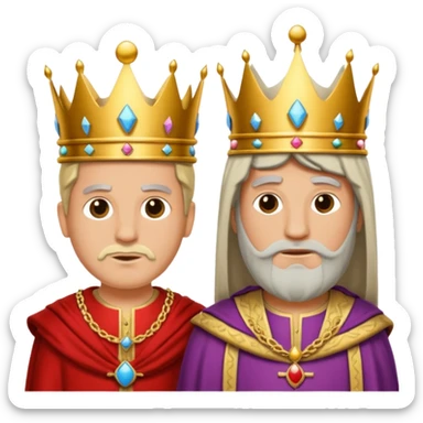 two kings with neutral expressions not too detailed but also not two simpel
they should look alike but with other colored clothing sticker