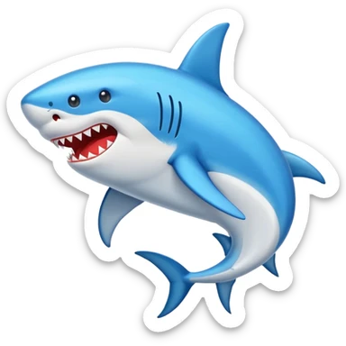 Crea un emoji de un tiburón con zapato azules sticker