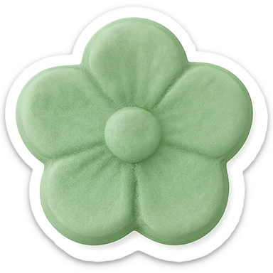Change the candy color to green, keep it flower-shaped, centered, transparent background, no other elements. The style should be consistent with the original image's look. sticker