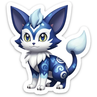 Shiny Exotic Badass Colorful Ethereal Royal Mysterious Gothic Meowstic-Noibat-Pokémon-Fakémon-hybrid-creature (full body) with random pattern-markings sticker