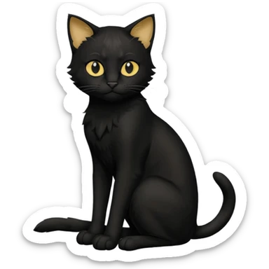 Chat noir peinture mignon assise peinture sticker
