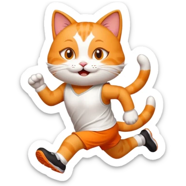 happy cat finishing a marathon sticker