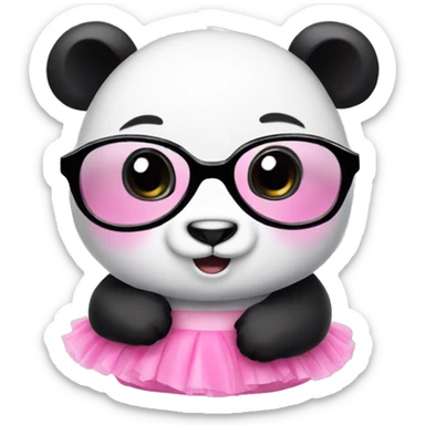Cute Panda wearing a pink tutu and black glasses  sticker