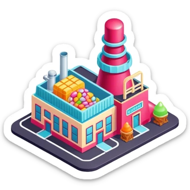 Isometric confectionary factory sticker