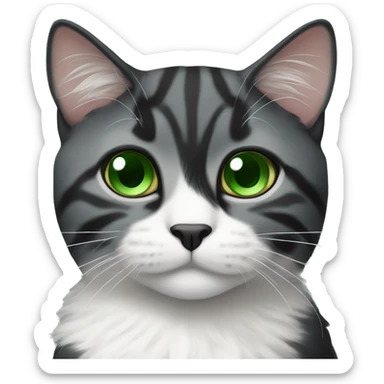 A black and white fold-eared Scottish cat with green eyes sticker