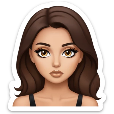 tan brunette, baddie, pretty makeup, black eyeliner sticker