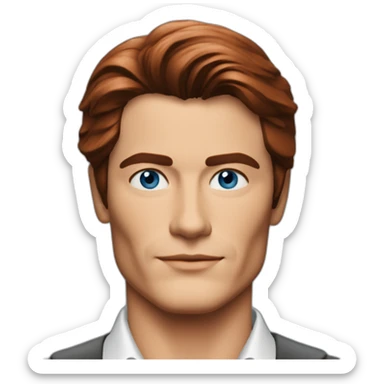 Alain Delon young teacher blue eyes short red hair sticker