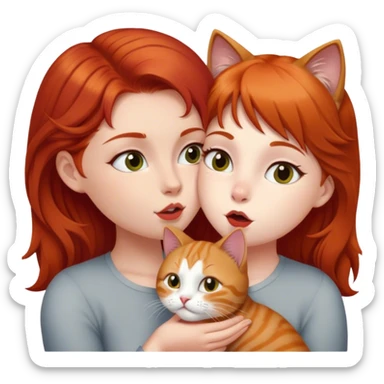 british cat kisses a red hair girl sticker