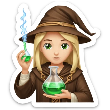 rune mage stirring potion slowly eye contact sticker