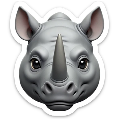 cinematic-noble-rhinoceros-portrait-emoji,-poised,-with-a-massive,-powerful-build-and-a-thick,-hide-of-slate-gray,-deep-set-soulful-piercing-eyes,-simplified-yet-sharp-and-sophisticated-features,-highly-detailed, with large black eyes, szoomed out showing shoulders sticker