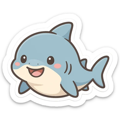 cute baby shark, simple, friendly, suitable for emoji or sticker sticker
