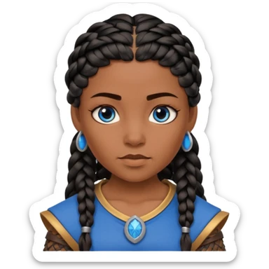 Viking female brown skin slave with blue eyes and black braids hair  sticker