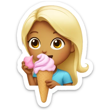 Girl licking ice cream popsicle sticker