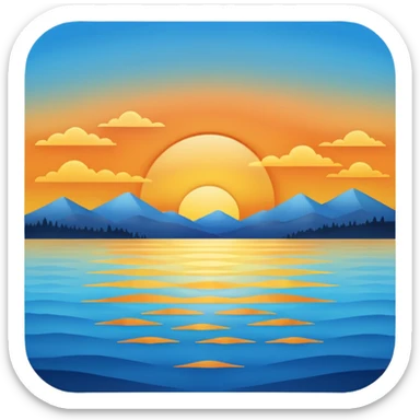lakeside sunset horizon blue sticker