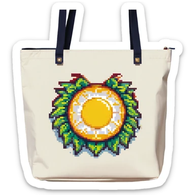 summer bag, simple and blocky, with a sun motif sticker