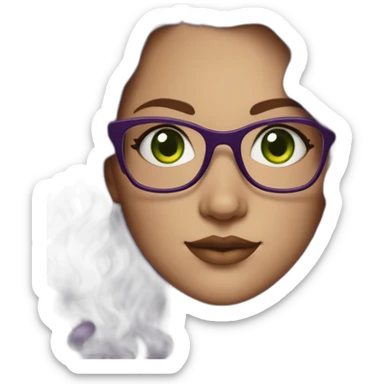 curvy-white-woman-purple-wavy-hair-green-eyes-square-glasses sticker