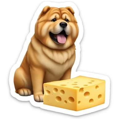 full body chow chow dog curved eating a full block of cheese sticker