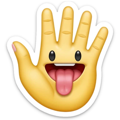 Tongue sticking out between two v'd fingers sticker